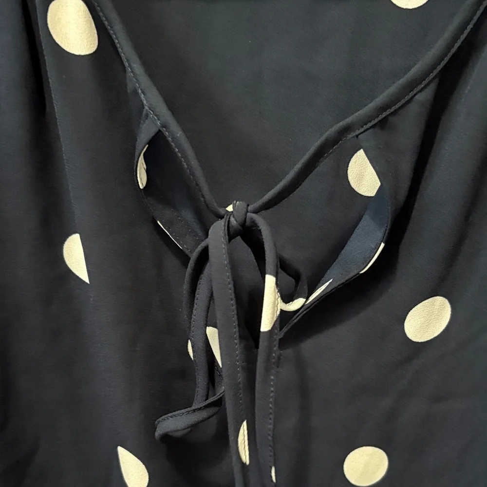 LOFT Polka Dot Blouse in Navy and White - Picture 5 of 6